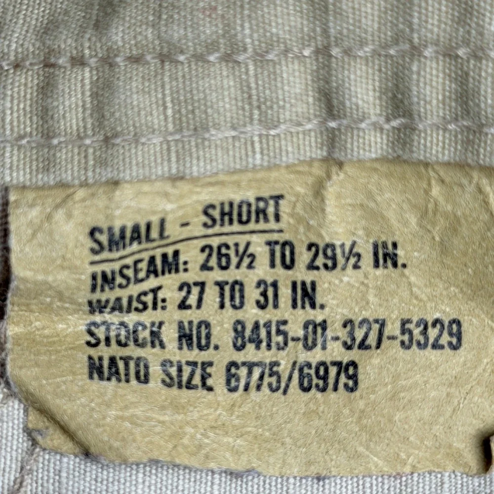 US Military 3 Color Desert Camo Cargo Pants Ripstop Small Short 8415-01-327-5329